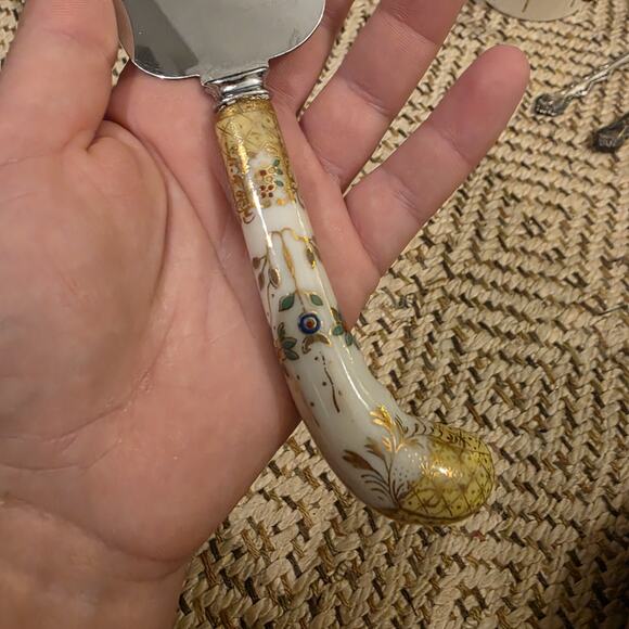 Vintage Prill Sheffield England Pie Cake Server Floral Yellow Porcelain Handle. - Picture 2 of 16